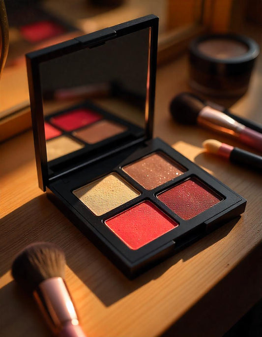 Natural Mineral & Herbs Eyeshadow by Body of Angels, Promised Land, red, dark red, gold, brown, bronze, hibiscus, rose, burdock, turmeric