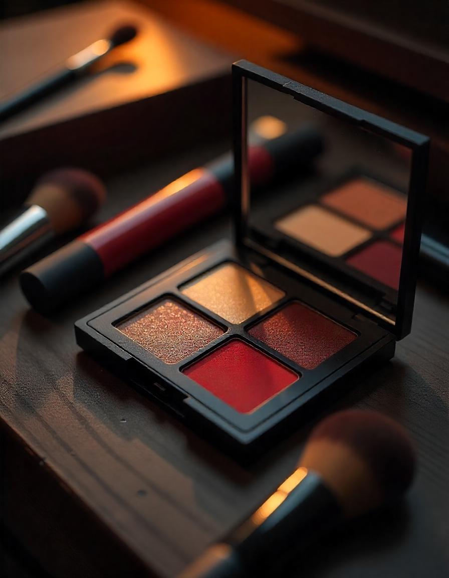 Natural Mineral & Herbs Eyeshadow by Body of Angels, Promised Land, red, dark red, gold, brown, bronze, hibiscus, rose, burdock, turmeric