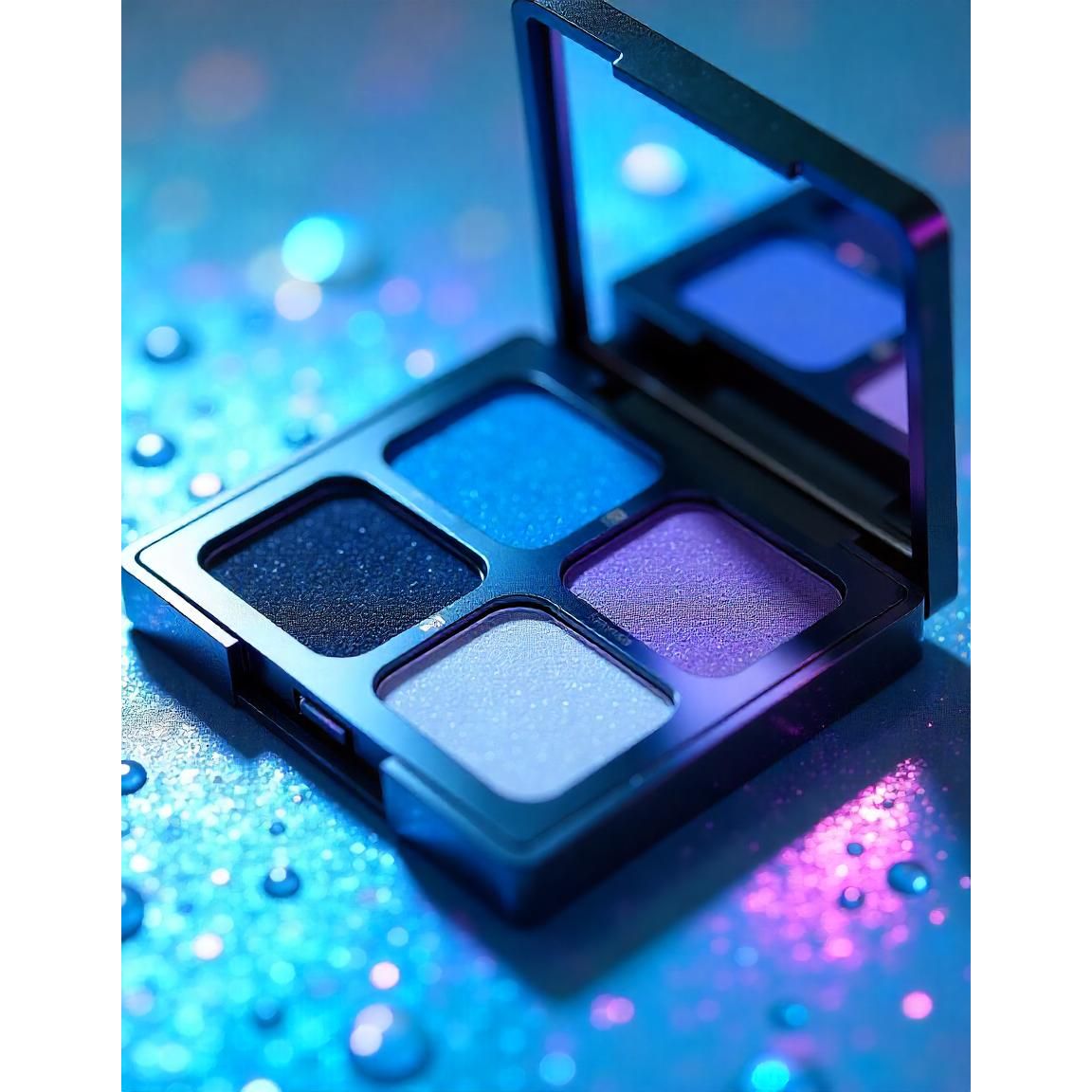 City of Angels natural herbal eyeshadow palette, blue, purple, white, silver, black, gray, smokey eye by Body of Angels