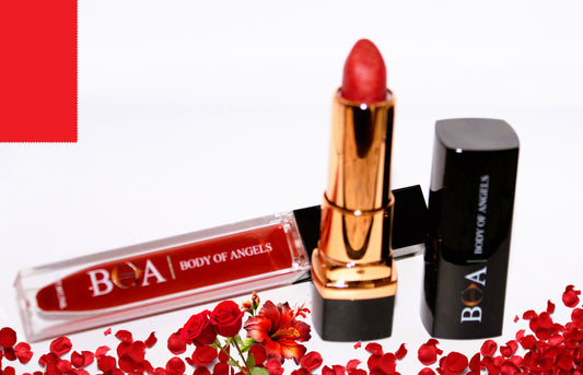 Hibiscus & Rose Herbal Lipstick & Lip Gloss (RAHAB RED)