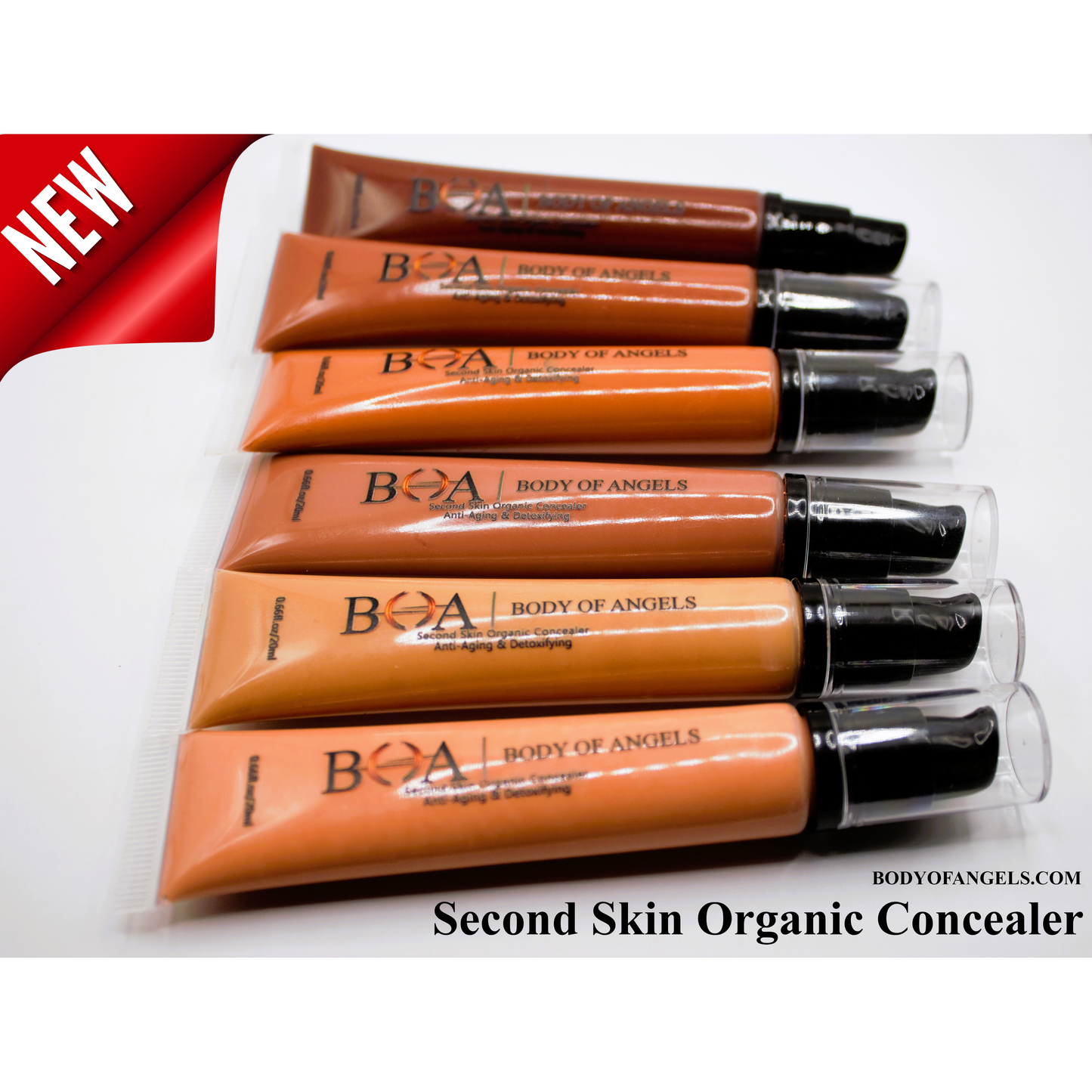 Second skin natural herbal and mineral organic concealer by Body of Angels, turmeric, rose, carrot seed, jojoba and more